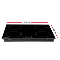 Thumbnail for Devanti Electric Induction Cooktop 60cm Ceramic 4 Zones Stove Cook Top Hot Plate