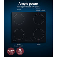 Thumbnail for Devanti Electric Induction Cooktop 60cm Ceramic 4 Zones Stove Cook Top Hot Plate