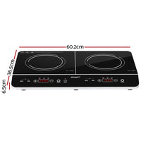 Thumbnail for Devanti Electric Induction Cooktop 60cm Portable Kitchen Ceramic Glass Cooker