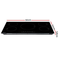 Thumbnail for Devanti Induction Cooktop 90cm Electric Cooker Ceramic 5 Zones Stove Hot Plate