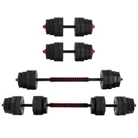 Thumbnail for 40KG 2-in-1 Dumbbell Barbell Set Adjustable Dumbbells Weights Home Gym Fitness