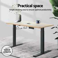 Thumbnail for Artiss Motorised Standing Desk Desktop Electric Sit Stand Table White Oak