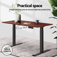 Thumbnail for Artiss Motorised Standing Desk Desktop Electric Sit Stand Table Walnut