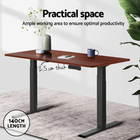 Thumbnail for Artiss Standing Desk Desktop Motorised Electric Sit Stand Table Walnut