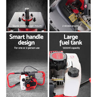 Thumbnail for Giantz Post Hole Digger Only 66CC Petrol Motor Drill Borer Fence Auger Bits