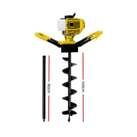 Thumbnail for Giantz 80CC Petrol Post Hole Digger Auger Bits Drill Borer Fence Extension