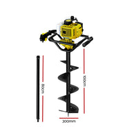 Thumbnail for Giantz 92CC Post Hole Digger Petrol Auger Drill Borer Fence Earth Power 300mm