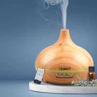 Thumbnail for Devanti 300ml 4 in 1 Aroma Diffuser - Light Wood