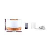 Thumbnail for DEVANTI Aroma Diffuser Aromatherapy LED Night Light Air Humidifier Purifier Round Light Wood Grain 500ml Remote Control