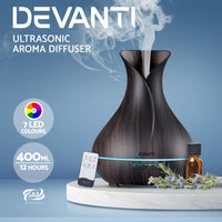 Thumbnail for Devanti 400ml 4 in 1 Aroma Diffuser with remote control- Dark Wood