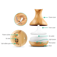 Thumbnail for Devanti 400ml 4 in 1 Aroma Diffuser remote control - Light Wood