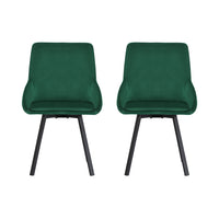 Thumbnail for Artiss Dining Chairs Set Of 2 Velvet Upholstered Green Cafe Kirtchen Chairs