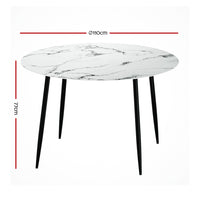 Thumbnail for Artiss Dining Table Round Marble Effect 110CM