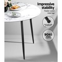 Thumbnail for Artiss Dining Table Round Marble Effect 110CM