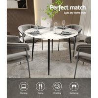 Thumbnail for Artiss Dining Table Round Marble Effect 110CM