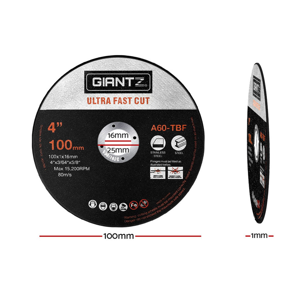 Giantz 100-Piece Cutting Discs 4" 100mm Angle Grinder Thin Cut Off Wheel Metal