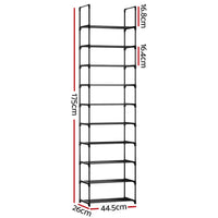 Thumbnail for Artiss Shoe Rack Shoe Storage Shelf 10-tier 20 Pairs DIY Stackable Black Metal