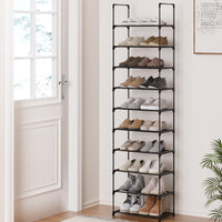 Thumbnail for Artiss Shoe Rack Shoe Storage Shelf 10-tier 20 Pairs DIY Stackable Black Metal