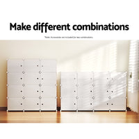 Thumbnail for Artiss DIY Shoe Box Shoe Cabinet White Storage Cube Portable Organiser Stand