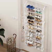 Thumbnail for Artiss Shoe Rack 12-tier 24 Pairs Wall Mounted Metal Plastic Shoe Shleves White