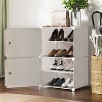 Thumbnail for Artiss Shoe Cabinet DIY Shoe Box White Storage Cube Portable Organiser Stand