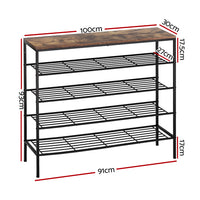 Thumbnail for Artiss Shoe Rack 25 Pairs 5-tier Shoe Storage Organiser Shelf Metal frame Walnut