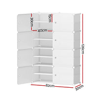 Thumbnail for Artiss Shoe Cabinet DIY Storage Cube Shoe Box White Portable Organiser Stand