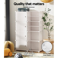 Thumbnail for Artiss Shoe Cabinet DIY Storage Cube Shoe Box White Portable Organiser Stand