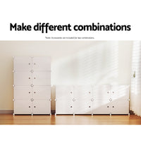 Thumbnail for Artiss Shoe Cabinet DIY Storage Cube Shoe Box White Portable Organiser Stand