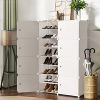 Thumbnail for Artiss Shoe Cabinet DIY Storage Cube Shoe Box White Portable Organiser Stand