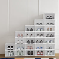 Thumbnail for Artiss Shoe Box Set of 24 Storage Case Stackable Plastic Shoe Cabinet Cube White