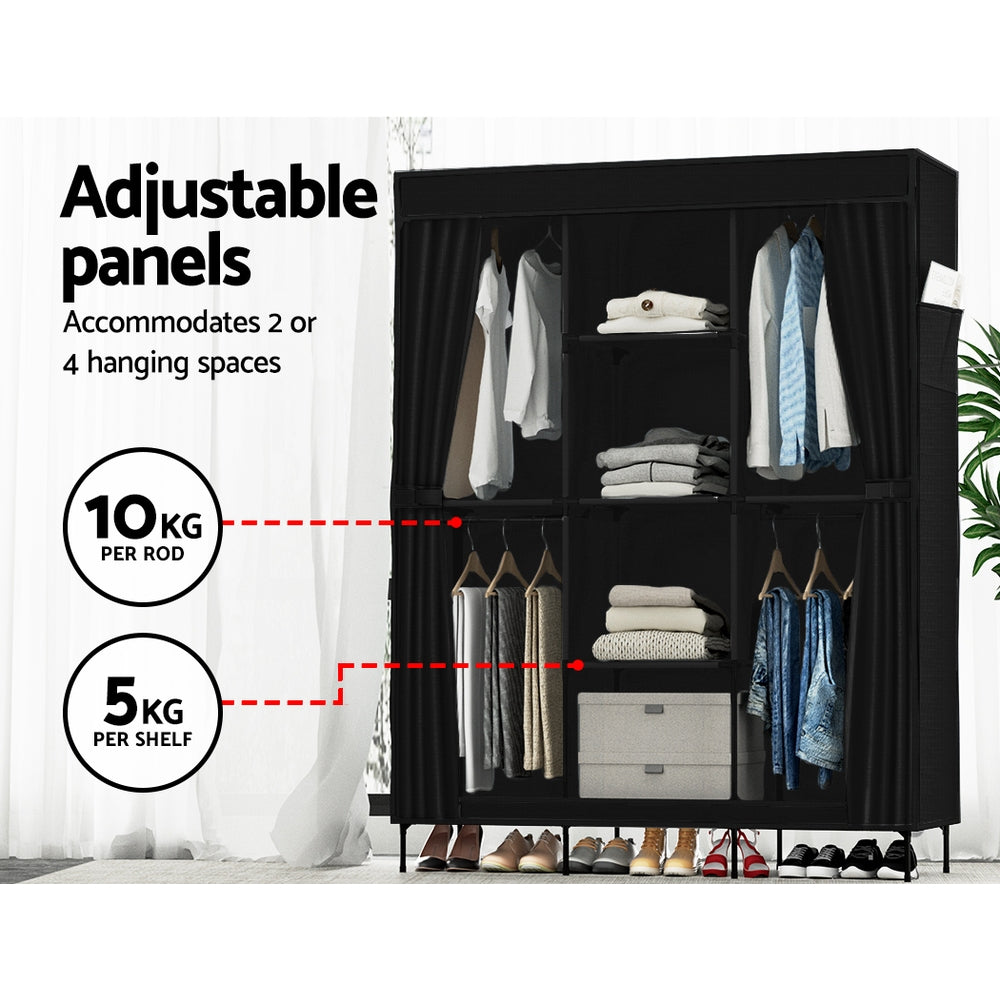 Artiss Clothes Wardrobe Closet Storage Large Portable Organiser with Shelf Black