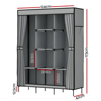 Thumbnail for Artiss Clothes Wardrobe Closet Storage Large Portable Organiser with Shelf Grey