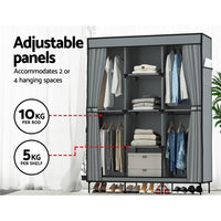 Thumbnail for Artiss Clothes Wardrobe Closet Storage Large Portable Organiser with Shelf Grey