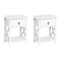 Thumbnail for Artiss Set of 2 Bedside Tables Drawers Side Table Nightstand Lamp Chest Unit Cabinet