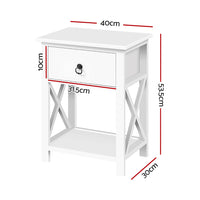 Thumbnail for Artiss Set of 2 Bedside Tables Drawers Side Table Nightstand Lamp Chest Unit Cabinet