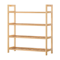 Thumbnail for Artiss 4-tier Shoe Rack 12 Pairs Shoe Storage Weaved Shelves Solid Wood Frame