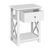 Thumbnail for Bedside Table Coffee Side Cabinet Drawer Wooden White
