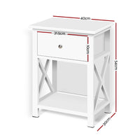 Thumbnail for Bedside Table Coffee Side Cabinet Drawer Wooden White