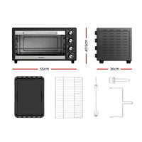 Thumbnail for Devanti Electric Convection Oven Bake Benchtop Rotisserie Grill 45L