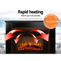 Thumbnail for Devanti 2000W Electric Fireplace Mantle Portable Fire Log Wood Heater 3D Flame Effect Black