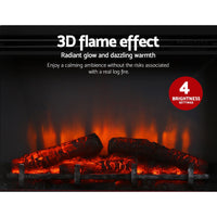 Thumbnail for Devanti 2000W Electric Fireplace Mantle Portable Fire Log Wood Heater 3D Flame Effect Black