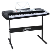 Thumbnail for Alpha 61 Keys Electronic Piano Keyboard LED Electric Silver with Music Stand for Beginner