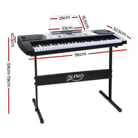 Thumbnail for Alpha 61 Keys Electronic Piano Keyboard LED Electric Silver with Music Stand for Beginner