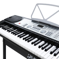 Thumbnail for Alpha 61 Keys Electronic Piano Keyboard LED Electric Silver with Music Stand for Beginner