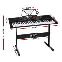 Thumbnail for Alpha 61 Keys Electronic Piano Keyboard LED Electric w/Holder Music Stand USB Port