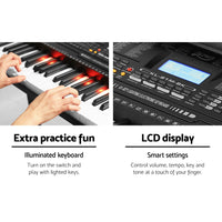 Thumbnail for Alpha 61 Key Lighted Electronic Piano Keyboard LCD Electric w/ Holder Music Stand