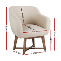 Thumbnail for Artiss Fabric Tub Lounge Armchair - Beige