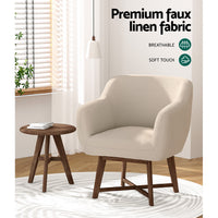 Thumbnail for Artiss Fabric Tub Lounge Armchair - Beige