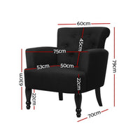 Thumbnail for Artiss French Lorraine Chair Retro Wing - Black